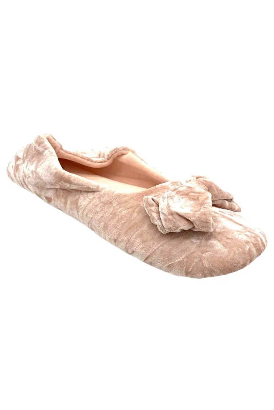 MUK LUKS Women's Crushed Velvet Ballerina Slipper Blush - Regular